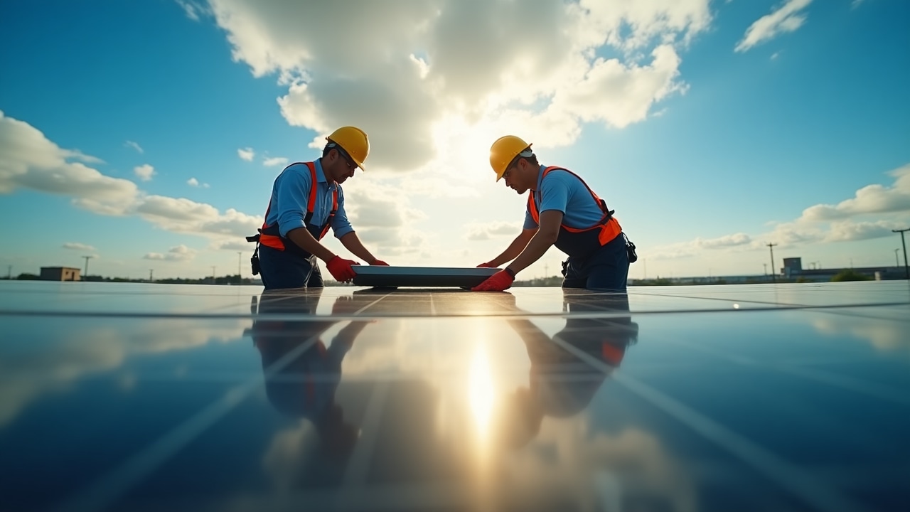 Instalación de paneles solares a gran escala